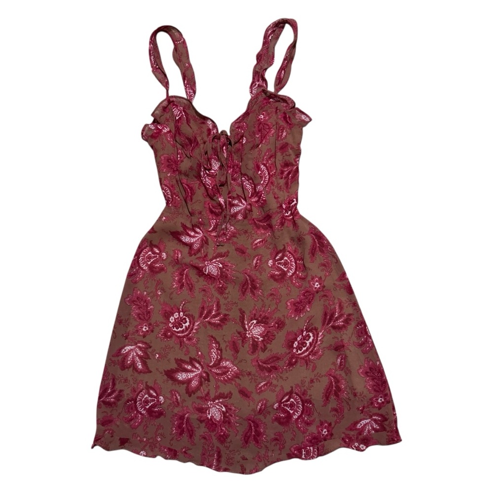 ‼️SOLD‼️ WHITE FOX Sleeveless Floral Print Tie Front Mini Dress XS - Picture 3 of 15